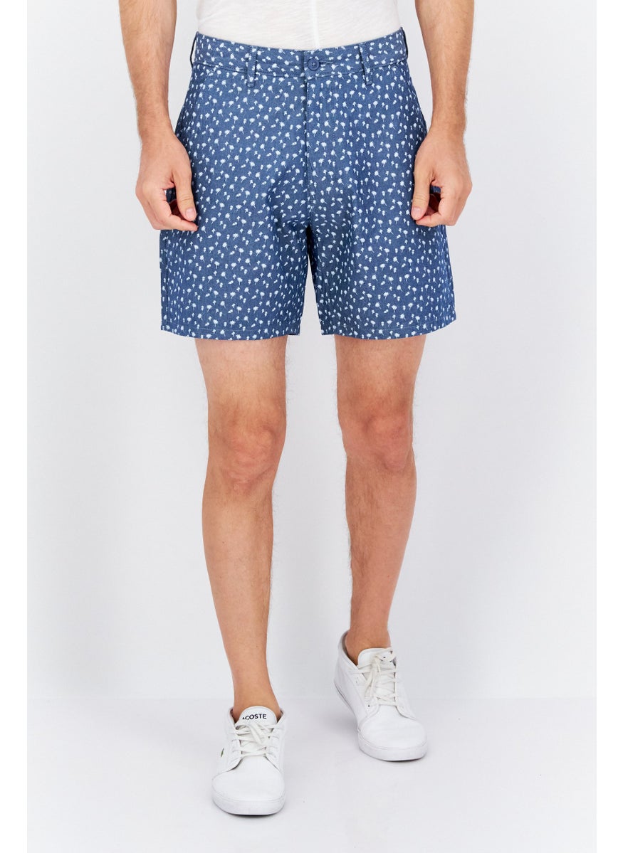 Men Allover Printed Shorts, Grey/White