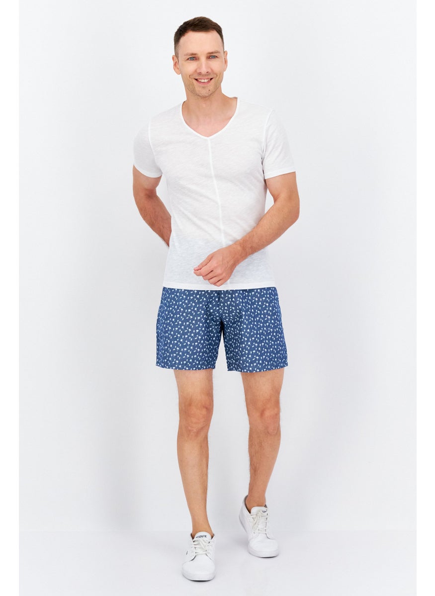 Men Allover Printed Shorts, Grey/White