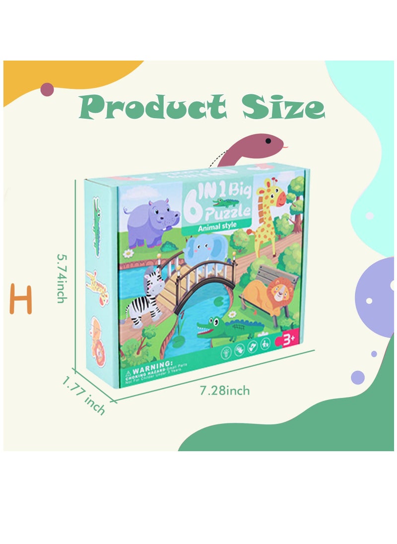 Toddler Puzzle Animal Shape Wooden Block Montessori Jigsaw Puzzle with Board Level-Up Puzzles for Beginner Preschool Learning Toys for Kids Educational Games Kindergarten Gifts for Boys Girls