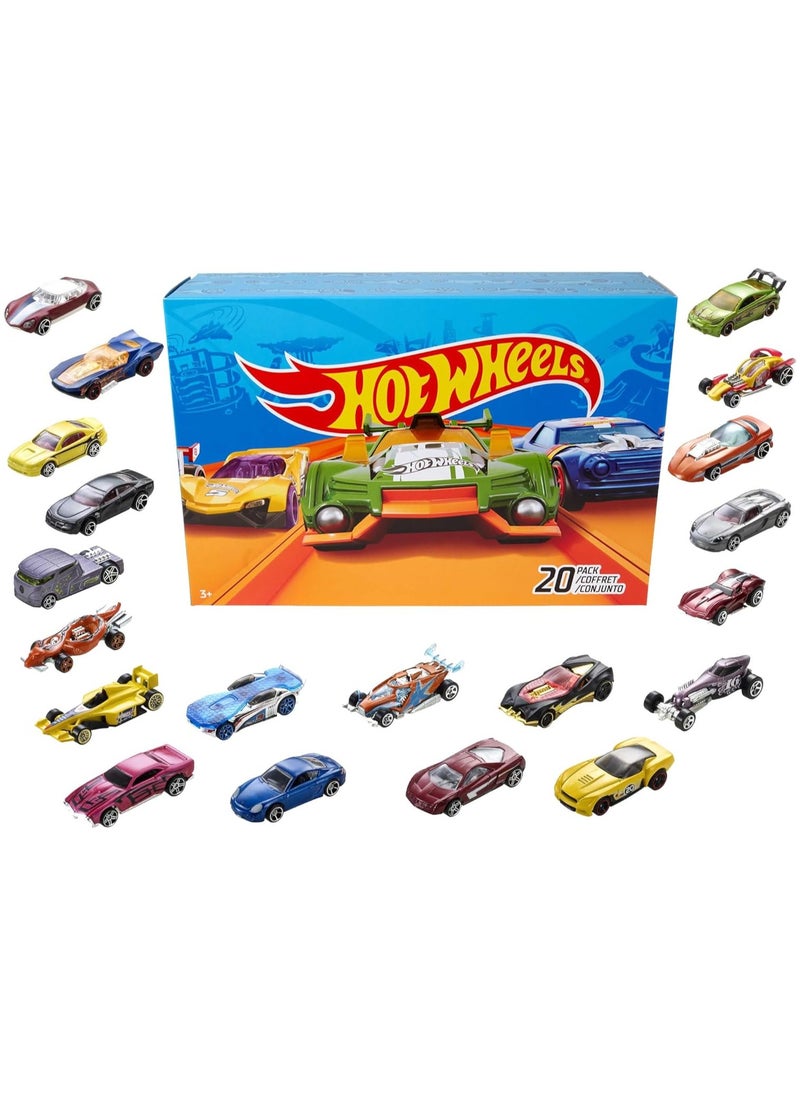 Hot Wheels Set of 20 Toy Cars, Assorted Styles, Toy Trucks and Cars in 1:64 Scale