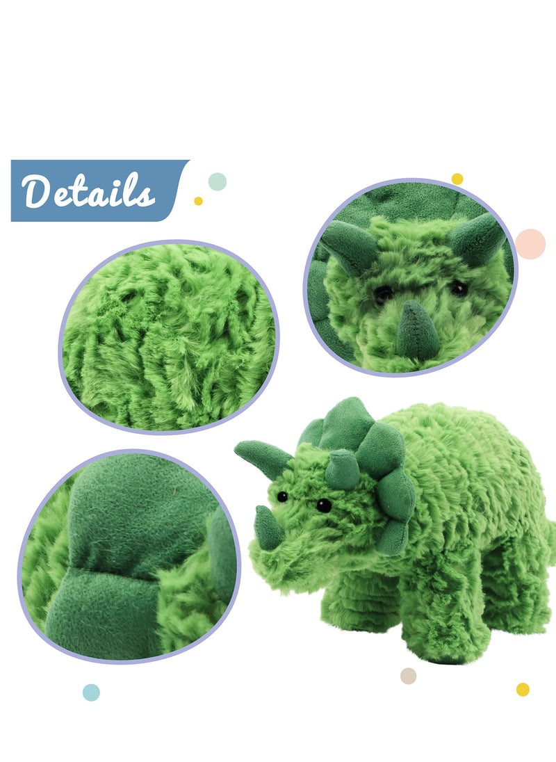 Soft Triceratops Stuffed Animal Soft Plushie Dinosaur Plush Toy Adorable Gift for Boys Girls Kids Toddlers, Green, 15''