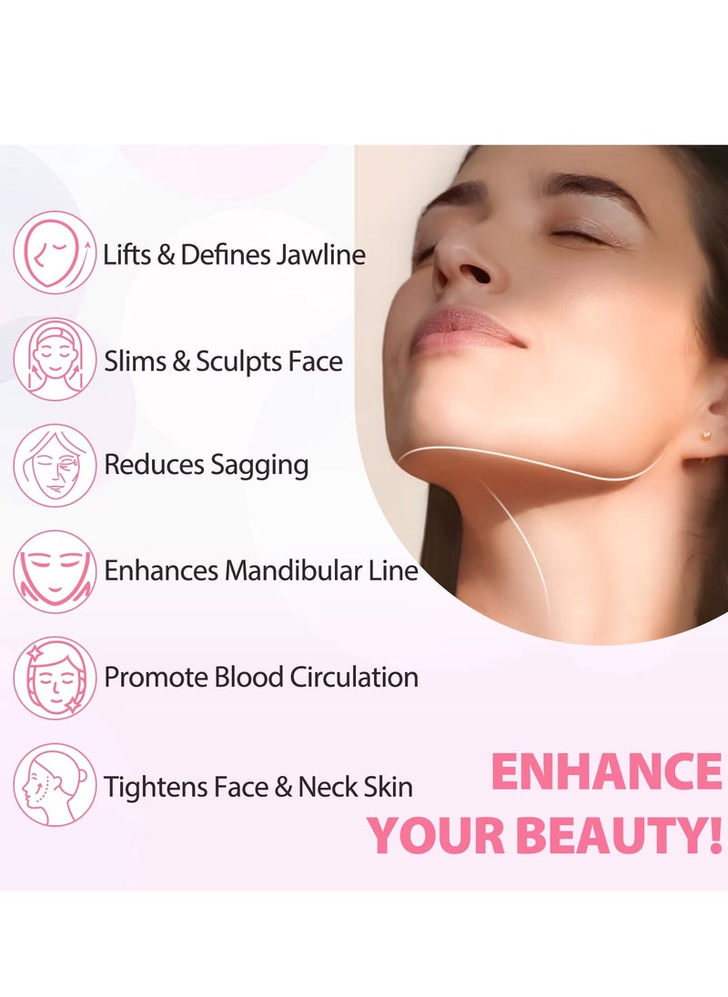 V Line Facial Bandage Double Chin Reducer Strap V Shaped Face Chin Up Belt Reduce Sagging and Fights Aging Signs Lift Jawline Face Slimming Patch V Line Face Lifting Mask Light Pink