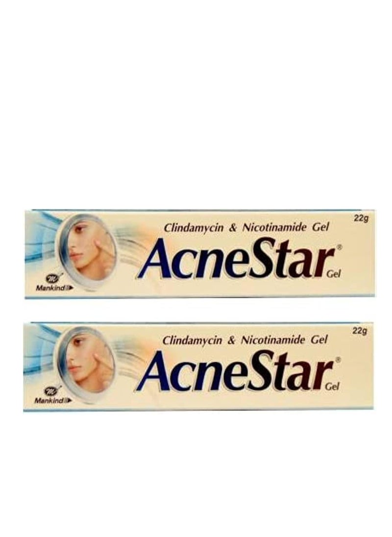 Acnestar Gel | Anti-inflammatory | Anti-bacterial | For Acne, Pimples, Whiteheads And Blackheads | (22 gm x Pack of 2)