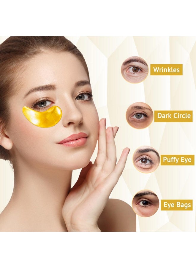 Under Eye Patches (25 Pairs) Gold Eye Mask With Hyaluronic Acid & Collagen Eye Gel Pads For Wrinkles Puffy Eyes & Dark Circles Skincare Treatment For Men & Women