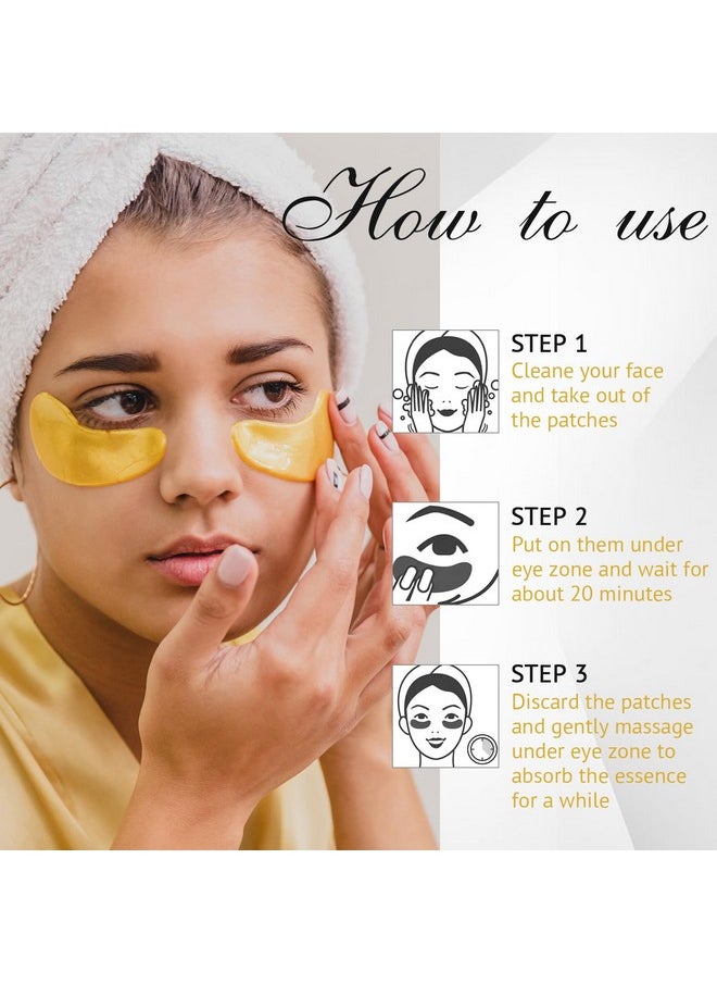 Under Eye Patches (25 Pairs) Gold Eye Mask With Hyaluronic Acid & Collagen Eye Gel Pads For Wrinkles Puffy Eyes & Dark Circles Skincare Treatment For Men & Women