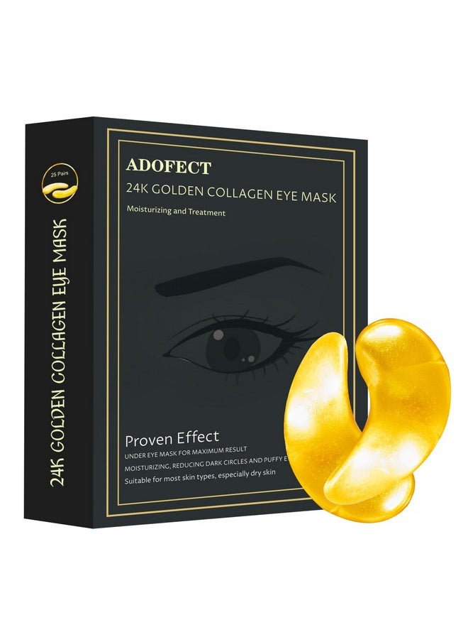 Under Eye Patches (25 Pairs) Gold Eye Mask With Hyaluronic Acid & Collagen Eye Gel Pads For Wrinkles Puffy Eyes & Dark Circles Skincare Treatment For Men & Women