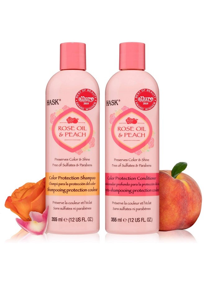 Rose Oil + Peach Shampoo And Conditioner Set - Color Protecting For All Hair Types, Sulfate-Free, Paraben-Free, Cruelty-Free - 1 Shampoo And 1 Conditioner