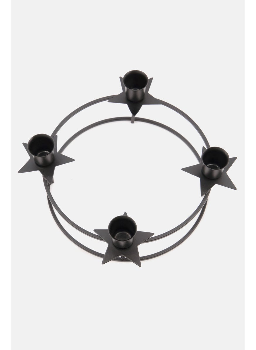 Round Metal Candle Holder, Black