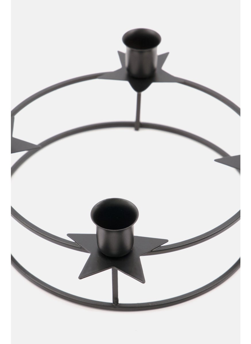 Round Metal Candle Holder, Black