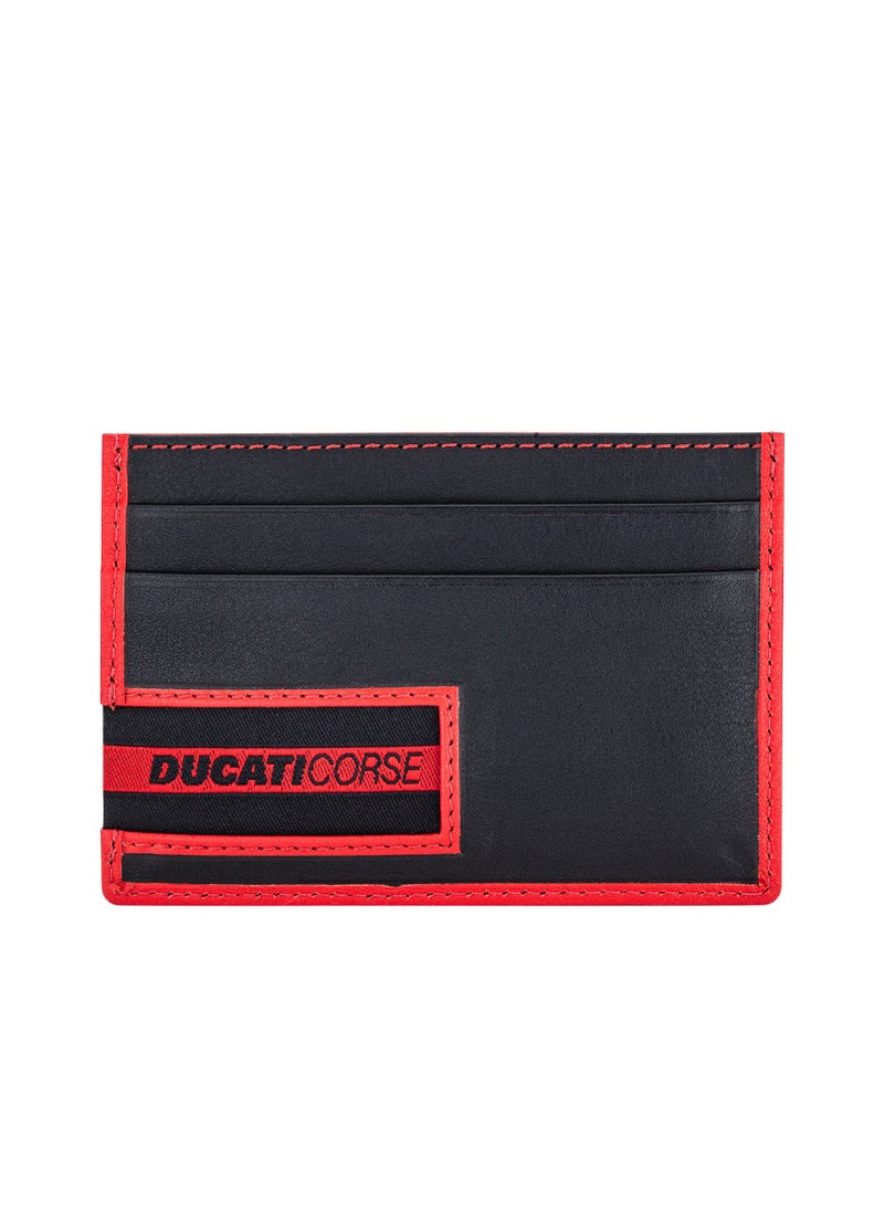 Ducati Corse Firenze Men's Genuine Red/Black Leather Card Case