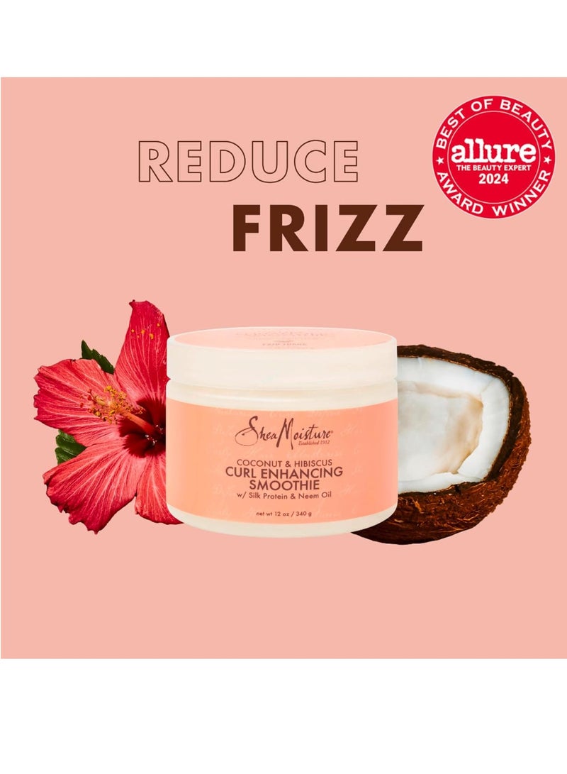 Smoothie Curl Enhancing Cream Coconut and Hibiscus for Thick, Curly Hair Sulfate Free and Paraben Free 12 oz 340 grams