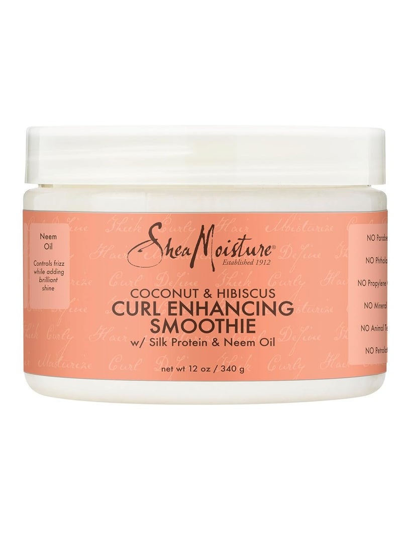 Smoothie Curl Enhancing Cream Coconut and Hibiscus for Thick, Curly Hair Sulfate Free and Paraben Free 12 oz 340 grams