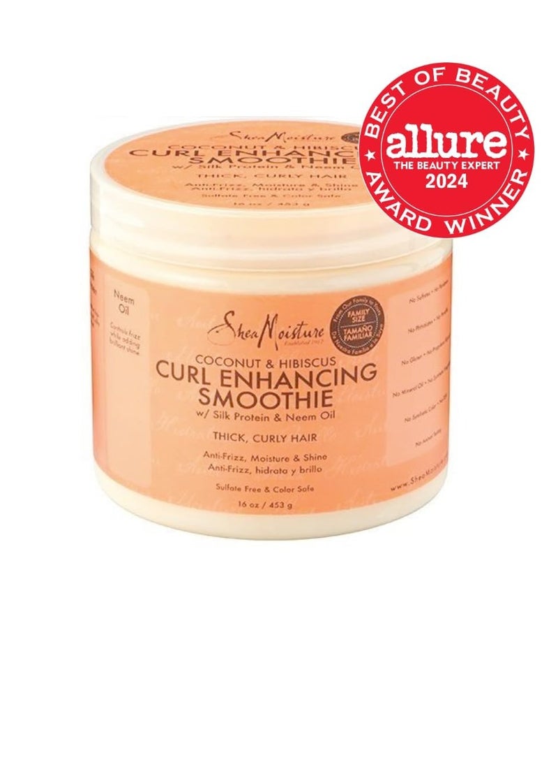 Curl Enhancing Smoothie, Bonus Size – Coconut & Hibiscus Curl Cream with Shea Butter & Coconut Oil for Curly Hair Care, Frizz Control, Curl Defining Cream, Leave-In Conditioner, 16 Fl Oz 454 grams