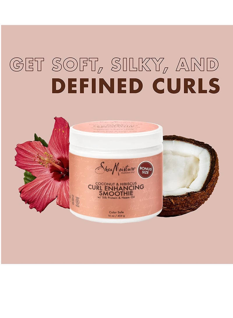 Curl Enhancing Smoothie, Bonus Size – Coconut & Hibiscus Curl Cream with Shea Butter & Coconut Oil for Curly Hair Care, Frizz Control, Curl Defining Cream, Leave-In Conditioner, 16 Fl Oz 454 grams