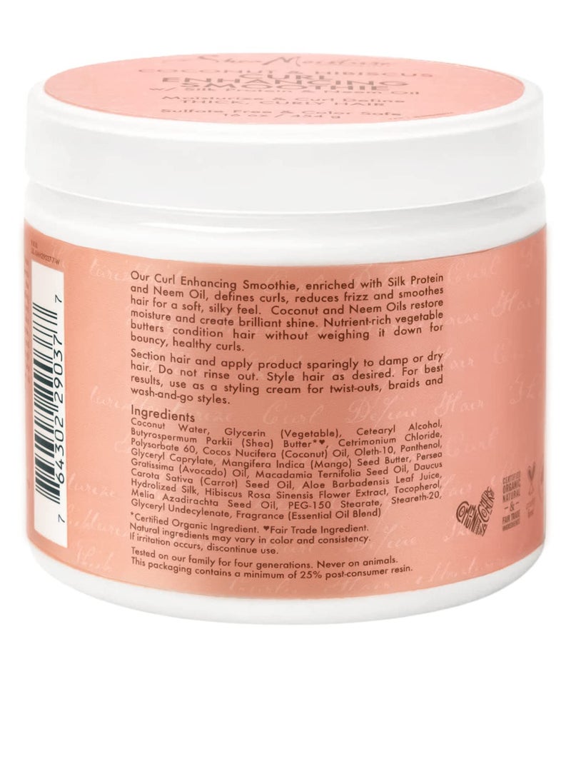 Curl Enhancing Smoothie, Bonus Size – Coconut & Hibiscus Curl Cream with Shea Butter & Coconut Oil for Curly Hair Care, Frizz Control, Curl Defining Cream, Leave-In Conditioner, 16 Fl Oz 454 grams