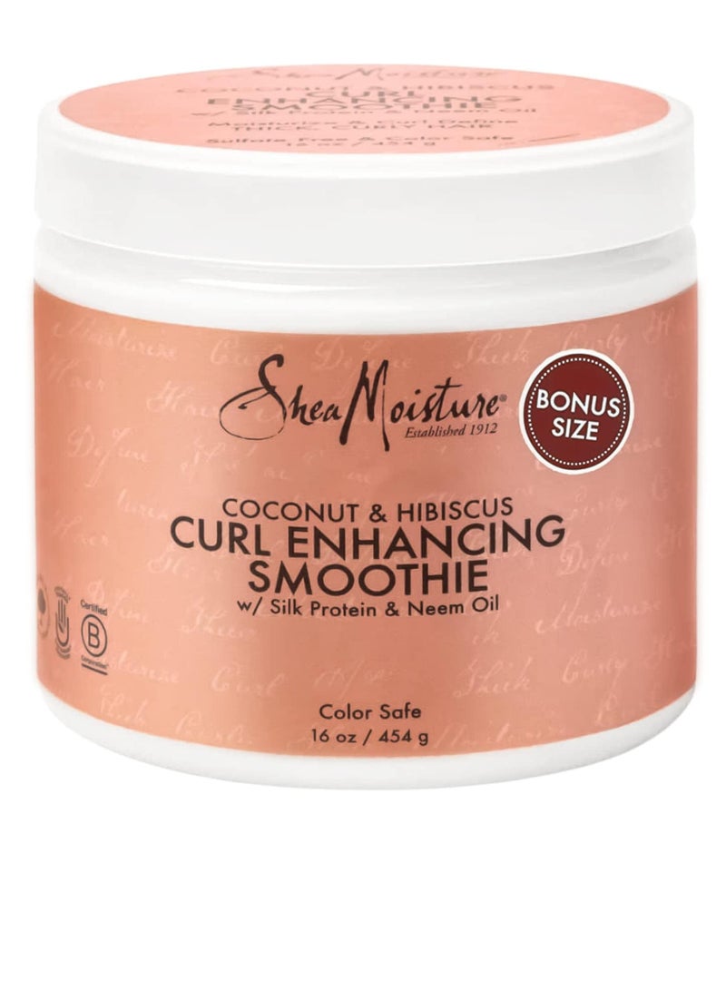 Curl Enhancing Smoothie, Bonus Size – Coconut & Hibiscus Curl Cream with Shea Butter & Coconut Oil for Curly Hair Care, Frizz Control, Curl Defining Cream, Leave-In Conditioner, 16 Fl Oz 454 grams