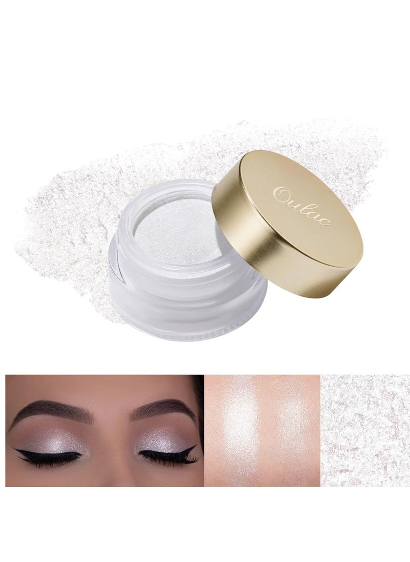 Oulac Shimmer White Cream Eyeshadow-Eyeshadow Prime| as Highlighter Waterproof & Long Lasting Glitter Eyeshadow Natural Color Eye Shadow for Women 6g (01)