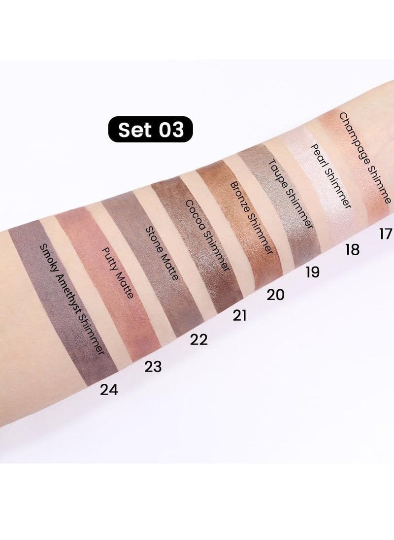 evpct 8Pcs Cream Eye Shadow Brightener Sticks Set for Eyes, Champagne Pearl Taupe Bronze Cocoa Stone Putty Smoky Amethyst Shimmer Matte Pencil Eye shadow Applicator Stick Palette Makeup Waterproof 03