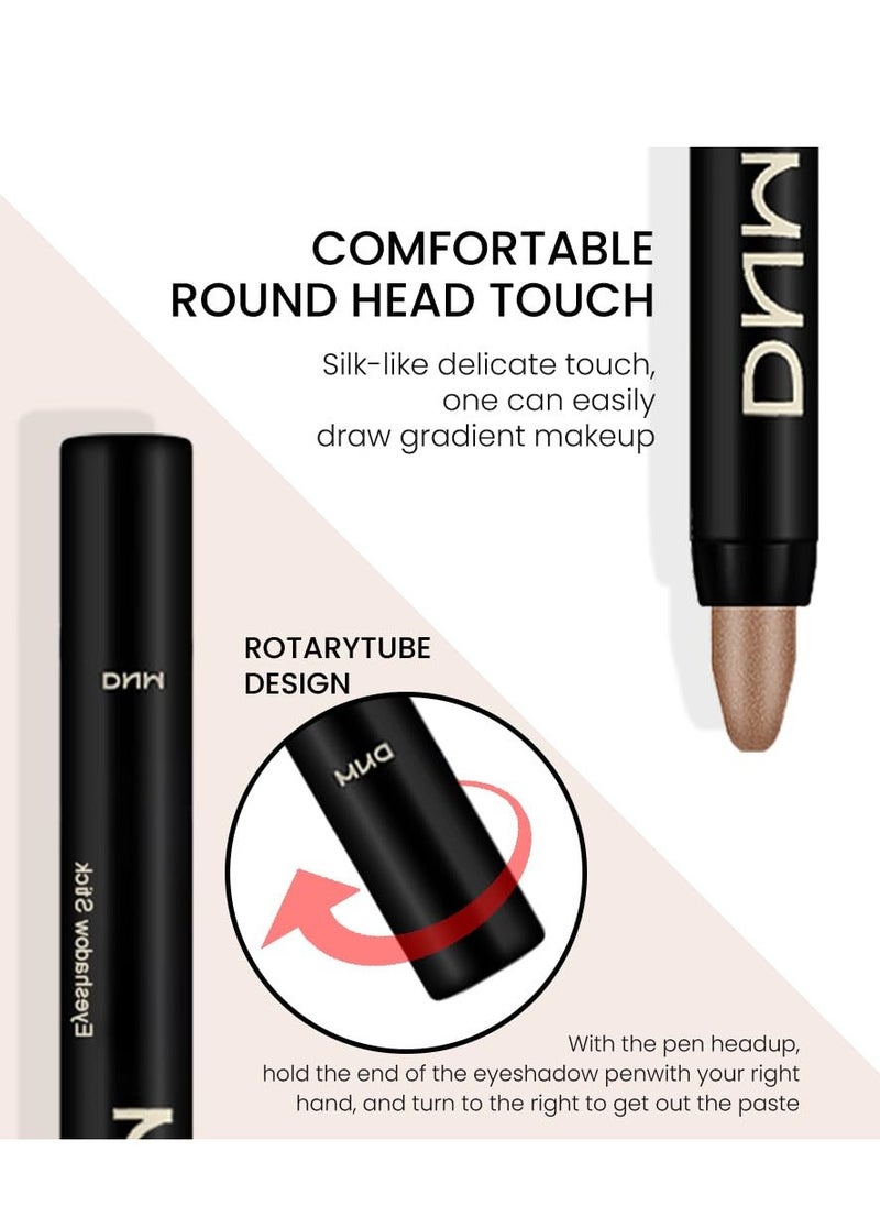 evpct 8Pcs Cream Eye Shadow Brightener Sticks Set for Eyes, Champagne Pearl Taupe Bronze Cocoa Stone Putty Smoky Amethyst Shimmer Matte Pencil Eye shadow Applicator Stick Palette Makeup Waterproof 03