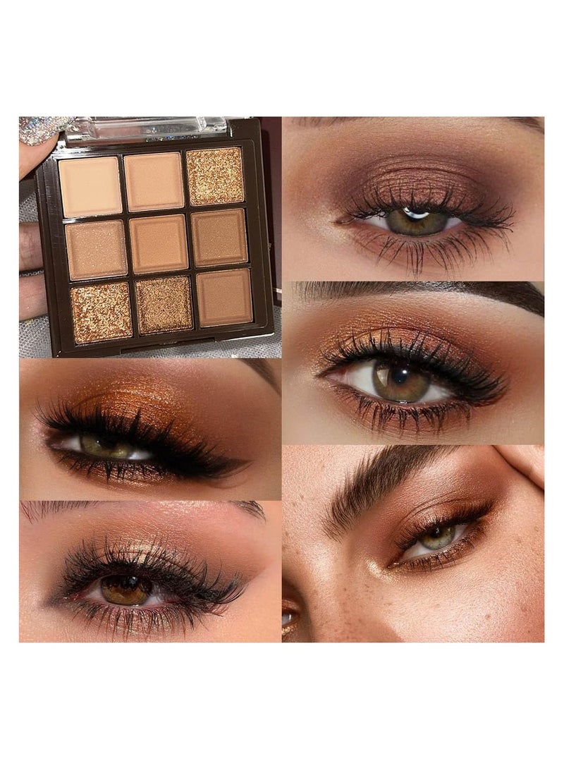 Neutral Nude Brown Eye Shadow Palette,Rose Gold Dark Brown Bronze Naked Cream Eyeshadow Palette Makeup,Highly Pigmented Natural Eyeshadow Palette for Brown Eyes Long Lasting Naturing-Looking