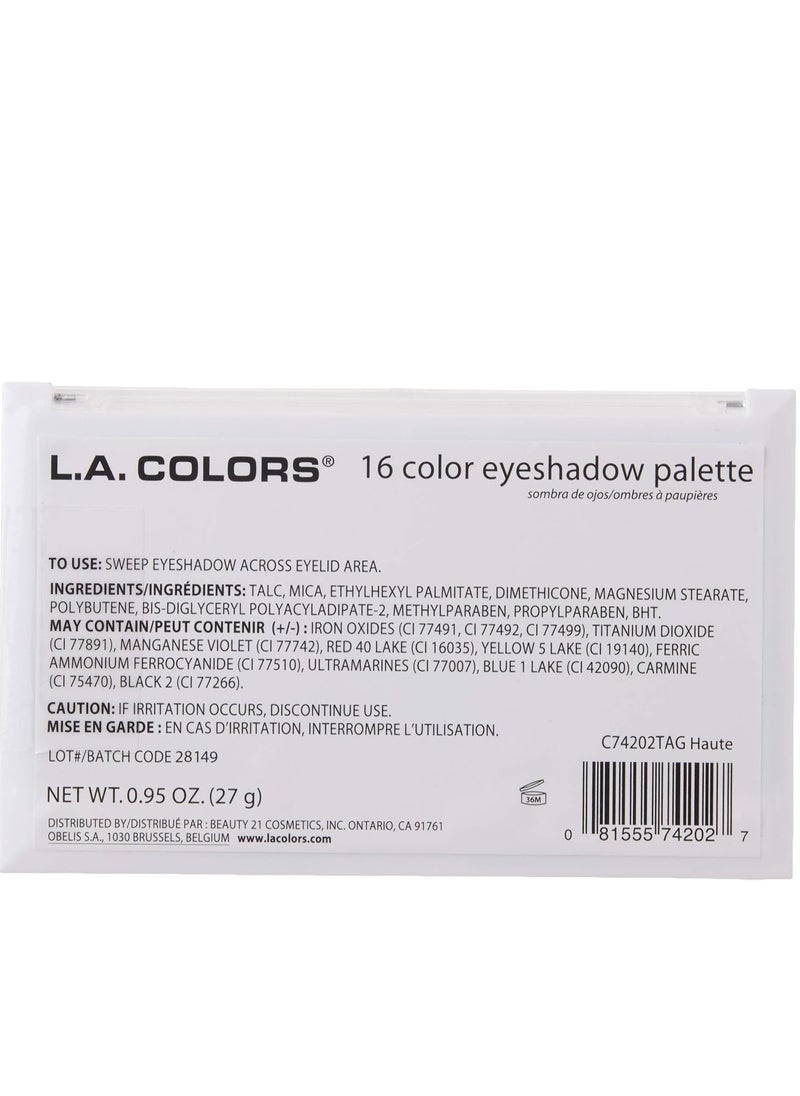 L.A. COLORS 16 Color Eyeshadow Palette, Haute, 1.02 Ounce (LA74202)