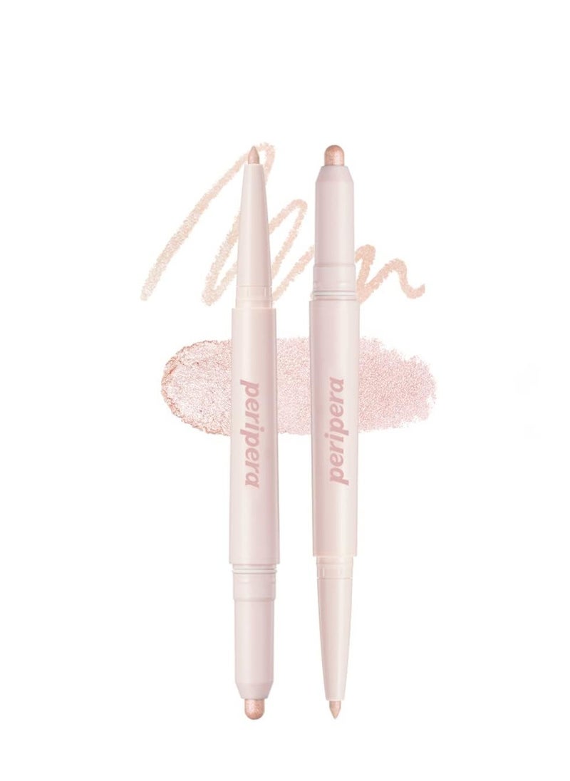 Peripera SUGAR TWINKLE DUO EYE SHADOW STICK (01 DEWY NUDE) - Shimmer, Highlighter, Convenient Eye Shadow Cream