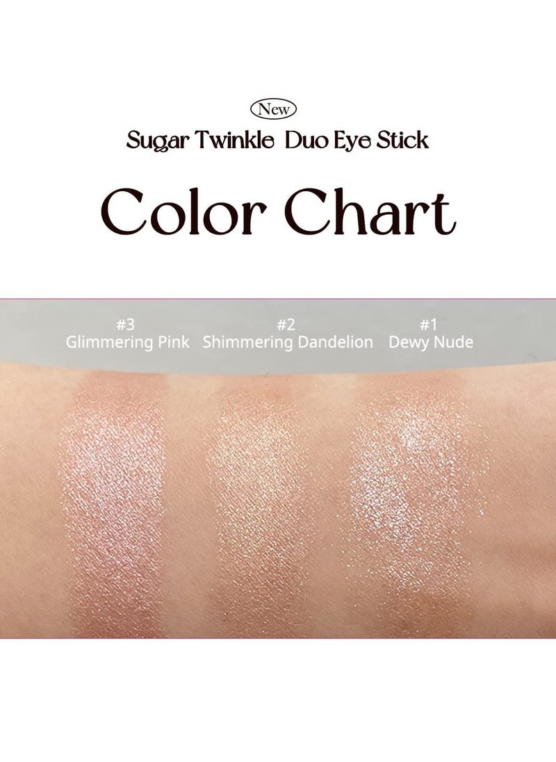 Peripera SUGAR TWINKLE DUO EYE SHADOW STICK (01 DEWY NUDE) - Shimmer, Highlighter, Convenient Eye Shadow Cream