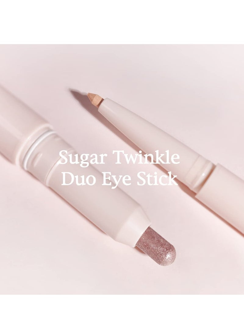 Peripera SUGAR TWINKLE DUO EYE SHADOW STICK (01 DEWY NUDE) - Shimmer, Highlighter, Convenient Eye Shadow Cream