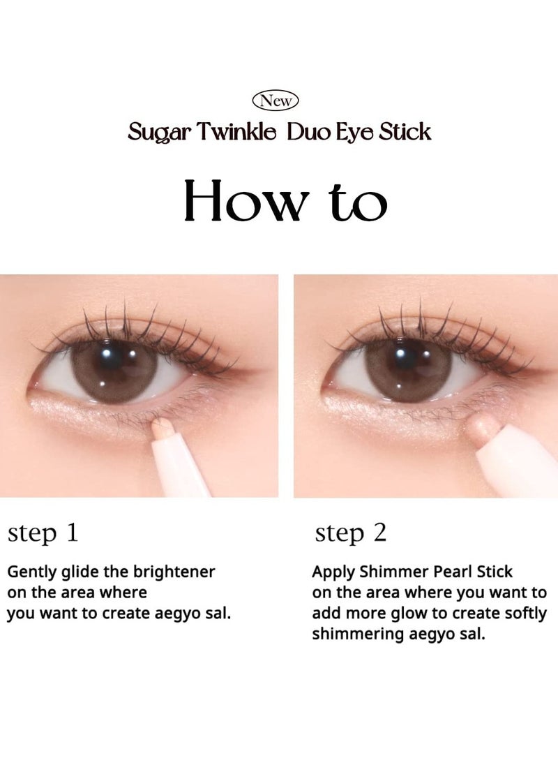 Peripera SUGAR TWINKLE DUO EYE SHADOW STICK (01 DEWY NUDE) - Shimmer, Highlighter, Convenient Eye Shadow Cream