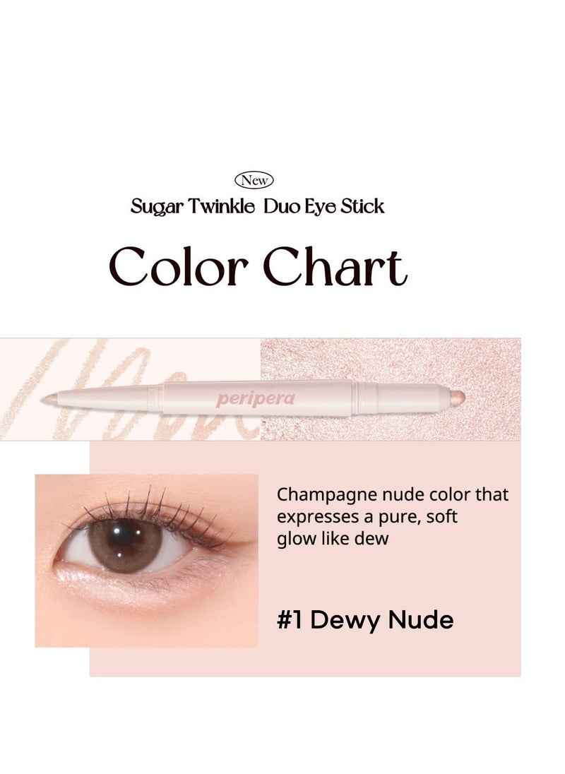 Peripera SUGAR TWINKLE DUO EYE SHADOW STICK (01 DEWY NUDE) - Shimmer, Highlighter, Convenient Eye Shadow Cream