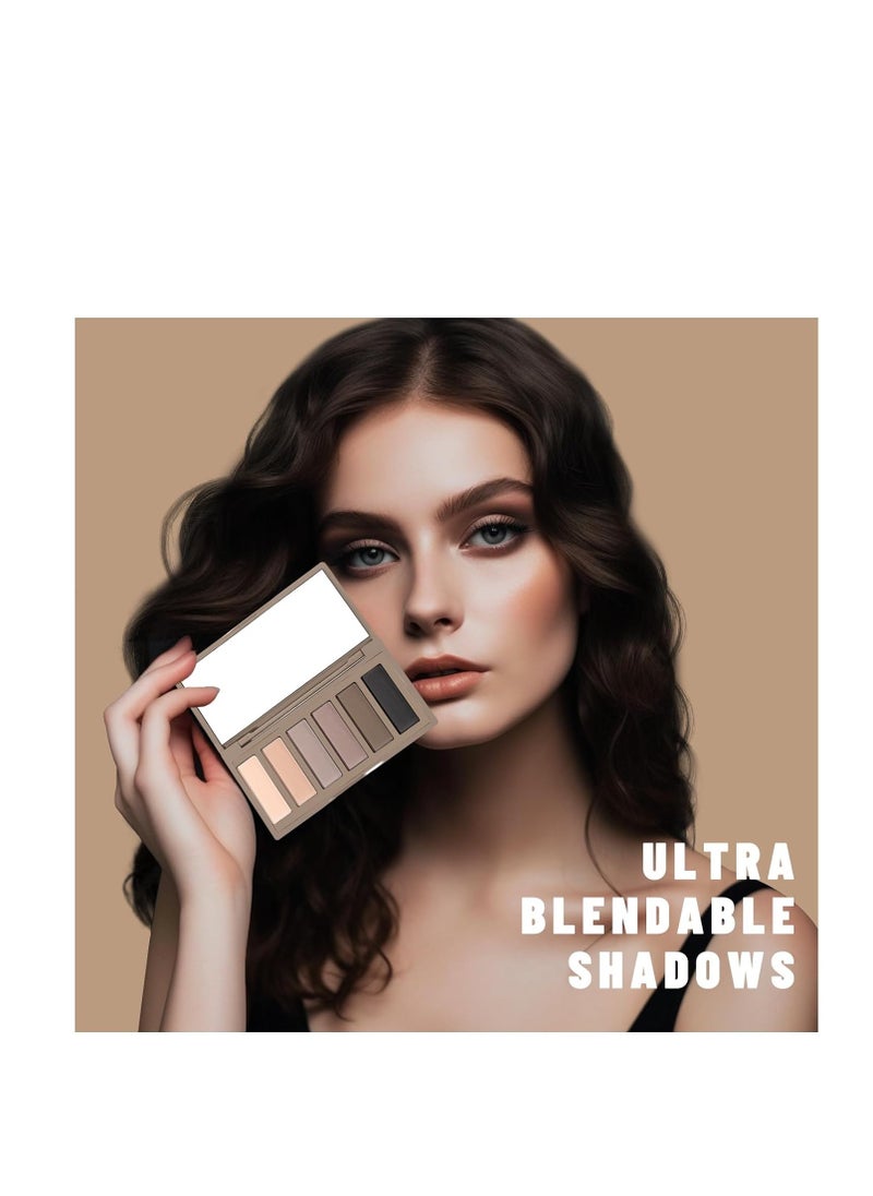 6 Colors Mini Naked Eyeshadow Makeup Palette Neutral Nude Smoky Eye Shadow Taupe & Brown Matte Make Up Pallet with Mirror Highly Pigmented Long Lasting Waterproof Travel Size Gift Kit 01