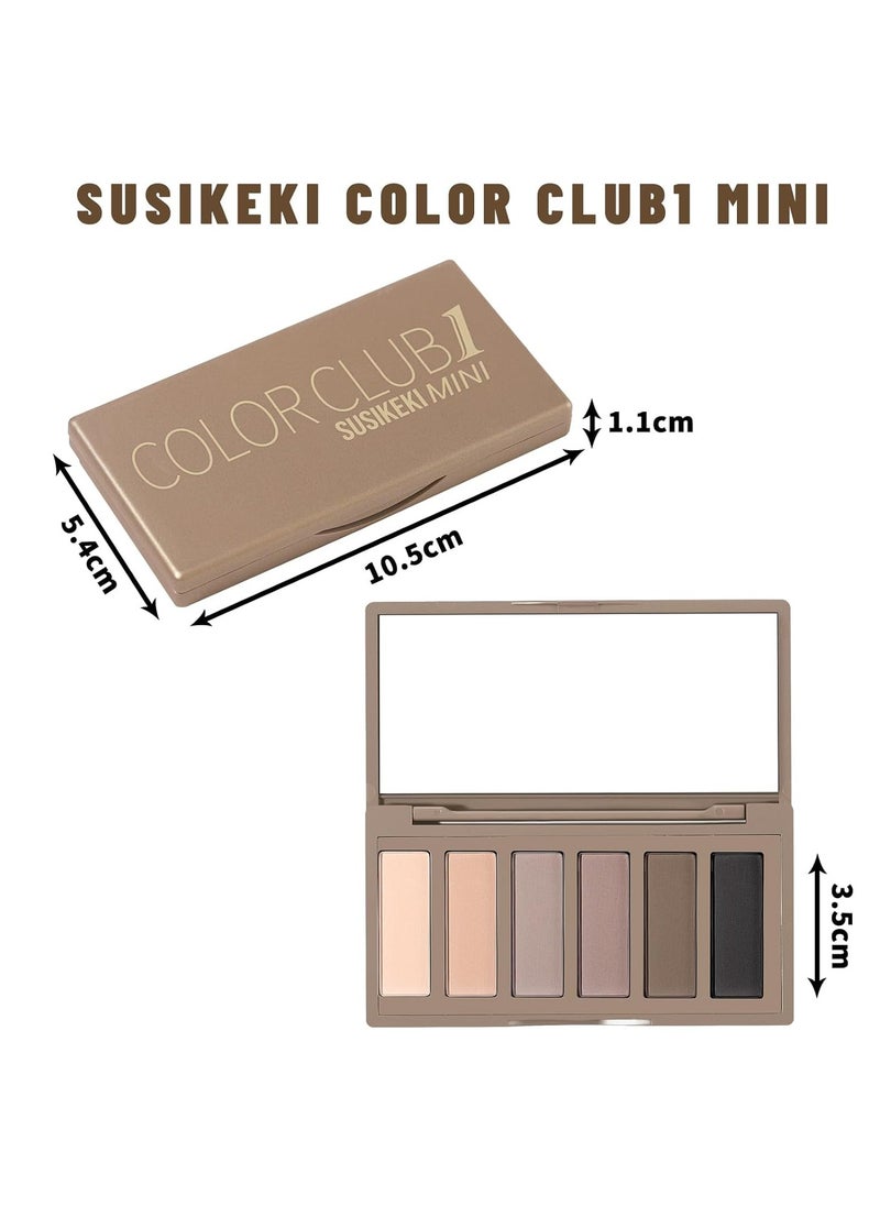 6 Colors Mini Naked Eyeshadow Makeup Palette Neutral Nude Smoky Eye Shadow Taupe & Brown Matte Make Up Pallet with Mirror Highly Pigmented Long Lasting Waterproof Travel Size Gift Kit 01