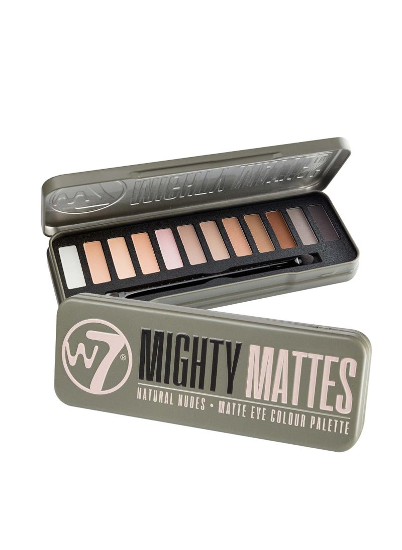 W7 Mighty Mattes Eyeshadow - 12 Matte Nude Colours – Flawless & Natural Long-Lasting Makeup Palette