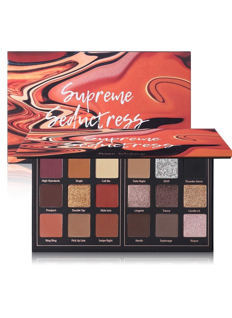 Prism Makeup Matte Eyeshadow Palette Pro 18 Colors Pigmented Shimmer Glitter Eye Shadow Palette, Long Lasting Waterproof Smokey Powder Cosmetics Halloween Makeup Kit (01# Seductress)
