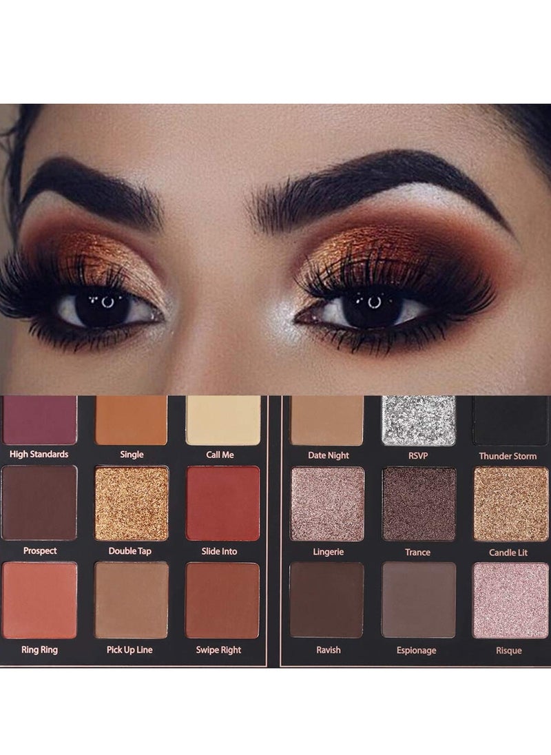 Prism Makeup Matte Eyeshadow Palette Pro 18 Colors Pigmented Shimmer Glitter Eye Shadow Palette, Long Lasting Waterproof Smokey Powder Cosmetics Halloween Makeup Kit (01# Seductress)