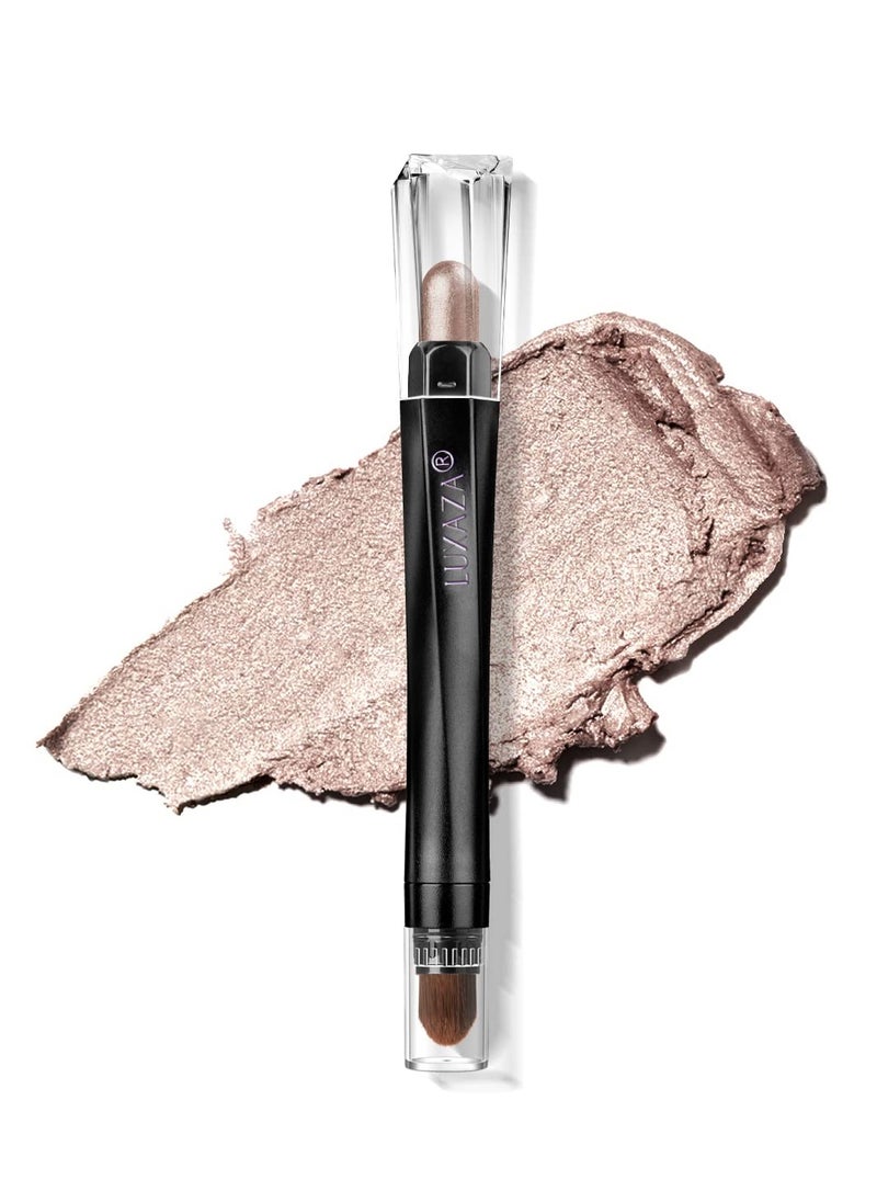 Cream Single Eyeshadow Stick with Blending Brush, Hypoallergenic Eye Shadow Stick Makeup, Pro Waterproof & Long Lasting Eye Brightener Stick, Eyeshadow Pencil Crayon Shimmer #03