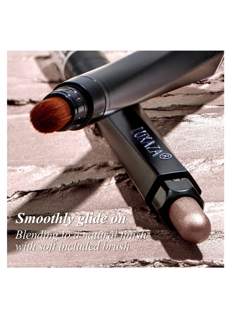 Cream Single Eyeshadow Stick with Blending Brush, Hypoallergenic Eye Shadow Stick Makeup, Pro Waterproof & Long Lasting Eye Brightener Stick, Eyeshadow Pencil Crayon Shimmer #03
