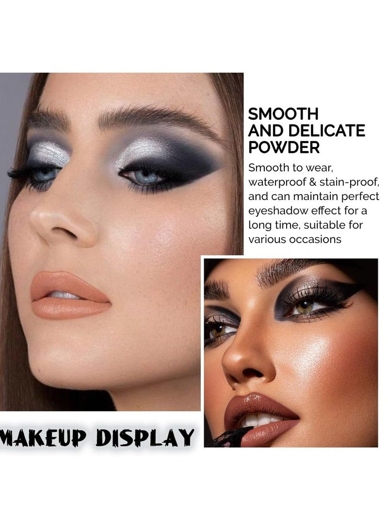 evpct 9 Colors Black Smokey Grey Gray Silver Glitter Shimmer Eye Shadow Makeup Palette Pigmented Black Matte Metallic Eyeshadow Makeup Palette sombra negra para ojos para ojos brillantes