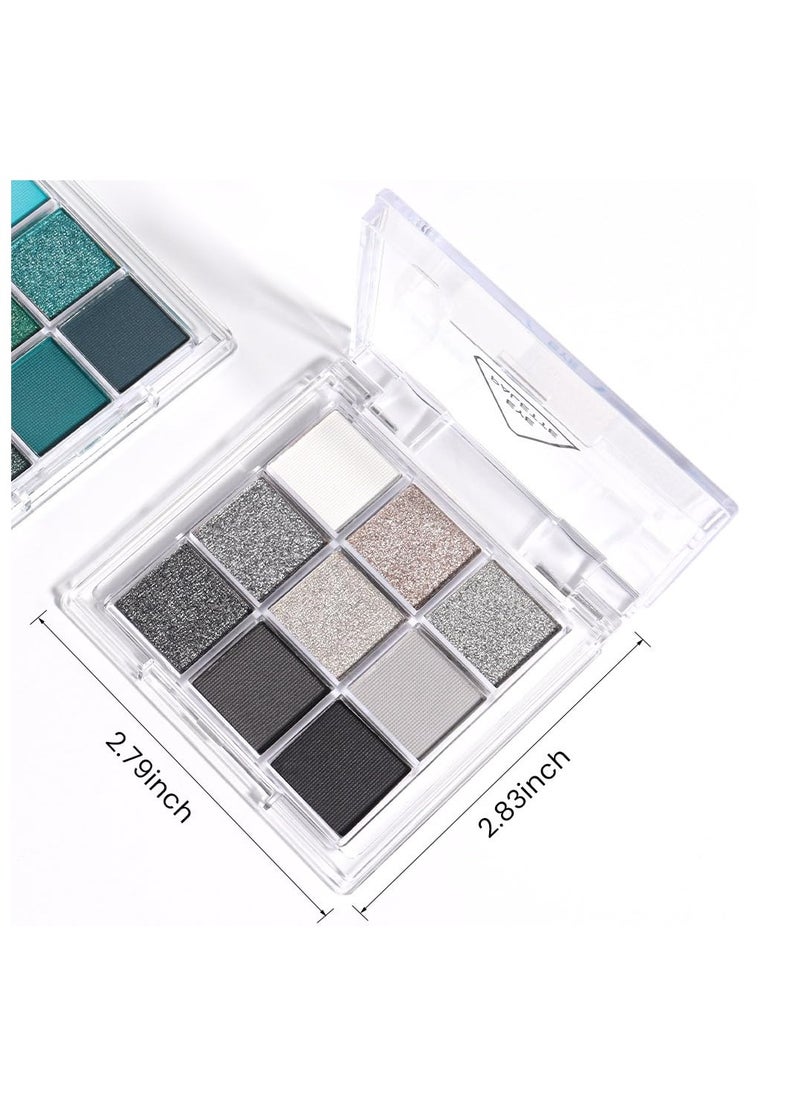 evpct 9 Colors Black Smokey Grey Gray Silver Glitter Shimmer Eye Shadow Makeup Palette Pigmented Black Matte Metallic Eyeshadow Makeup Palette sombra negra para ojos para ojos brillantes