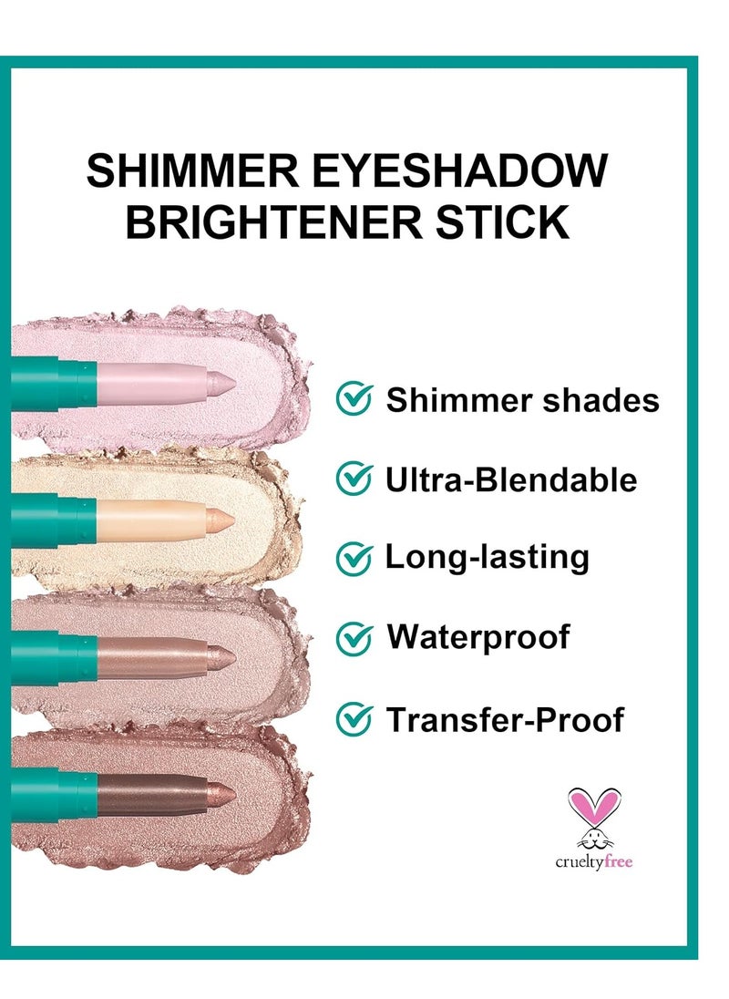 Erinde 4 Colors Eyeshadow Stick, Eye Brightener Stick, Shimmer Creamy Eye Shadow Makeup, Long Lasting Waterproof Glitter Highlighter Eye Liner Pencil Set