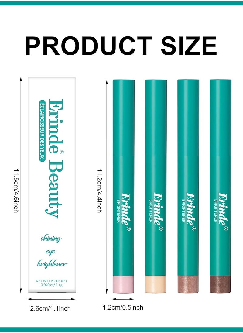 Erinde 4 Colors Eyeshadow Stick, Eye Brightener Stick, Shimmer Creamy Eye Shadow Makeup, Long Lasting Waterproof Glitter Highlighter Eye Liner Pencil Set