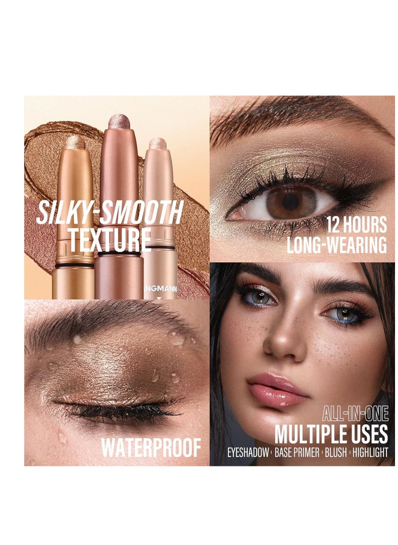 LANGMANNI Eyeshadow Stick, 6 PCS Waterproof Multi-Color Eyeshadow Pen Set, Creamy Long-Lasting Eye Makeup Kit, Natural & Shimmer Shades Contour Stick, Perfect Gifts For Women (#B)