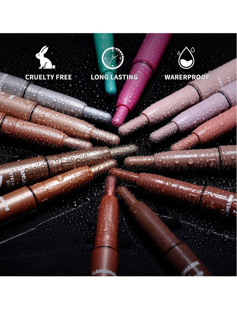 LANGMANNI Eyeshadow Stick, 6 PCS Waterproof Multi-Color Eyeshadow Pen Set, Creamy Long-Lasting Eye Makeup Kit, Natural & Shimmer Shades Contour Stick, Perfect Gifts For Women (#B)