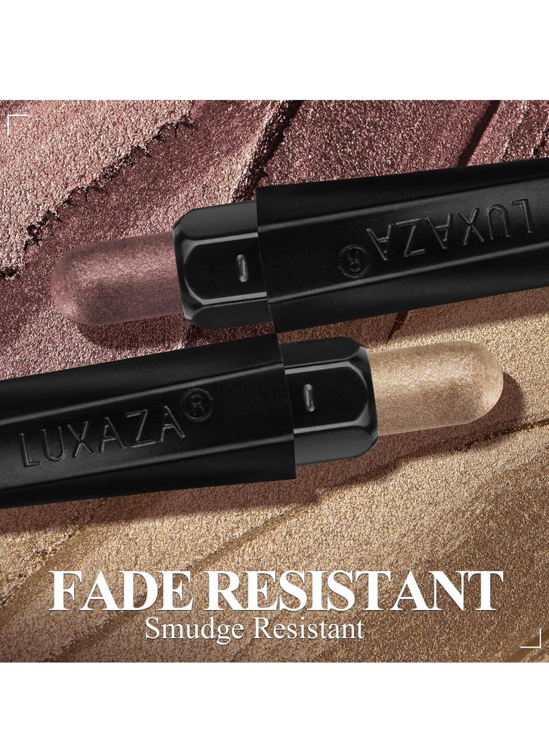 3PCS Cream Eyeshadow Stick, Neutral Metallic And Brown Eye Shadow Pencil Crayon Brighten Up Your Makeup with a Long Lasting, Waterproof Formula