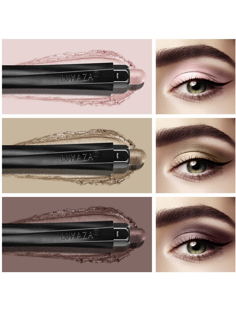 3PCS Cream Eyeshadow Stick, Neutral Metallic And Brown Eye Shadow Pencil Crayon Brighten Up Your Makeup with a Long Lasting, Waterproof Formula