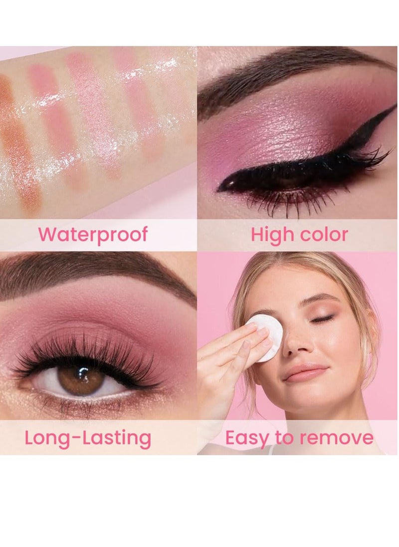 AMY'S DIARY Pink Shimmer Eye Shadow Makeup Palette 9 Colors, Highly Pigmented Matte Glitter Shimmer Pearl Waterproof Party Sparkling Eyeshadow Palette (02#)