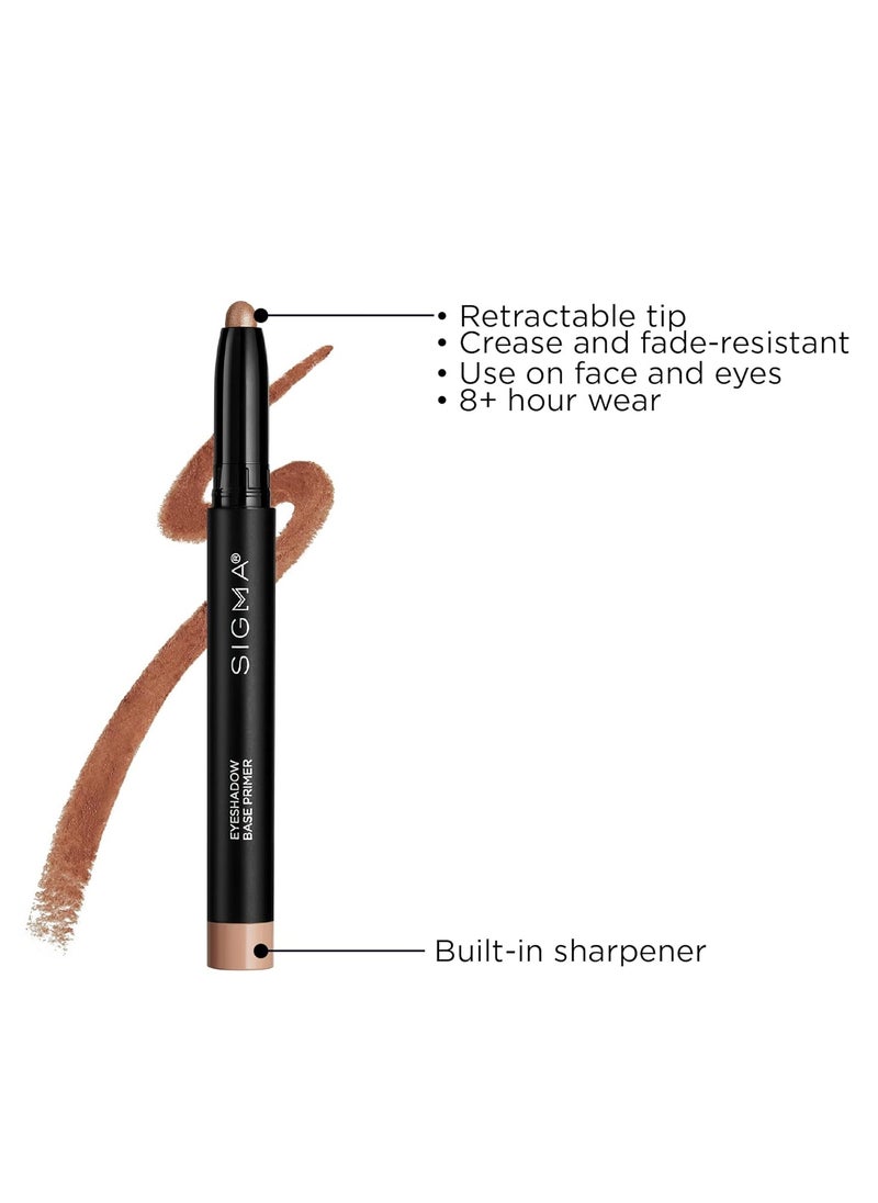 Sigma Beauty Eyeshadow Primer Base – Professional Grade Eye Primer Crayon w/Sleek Retractable Tip for Long-Lasting Makeup & All-Day Color Payoff, Prevents Creasing (Ignite, Light Caramel Matte)