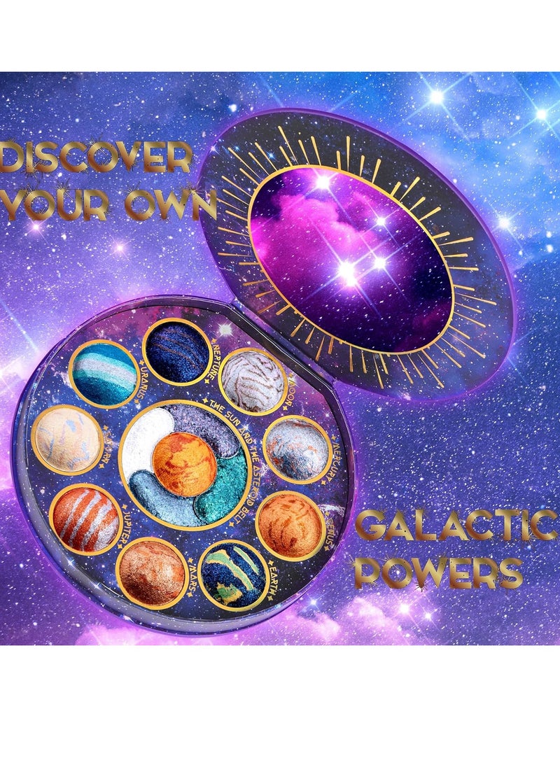 Galactic Assemble Eyeshadow Palette 14 Colors Glitter Shimmer Metallic Eye Shadow Pallet Brown Blue Galaxy Eye Makeup Palettes Create Space-like Eyes Make up Vegan & Talc Free
