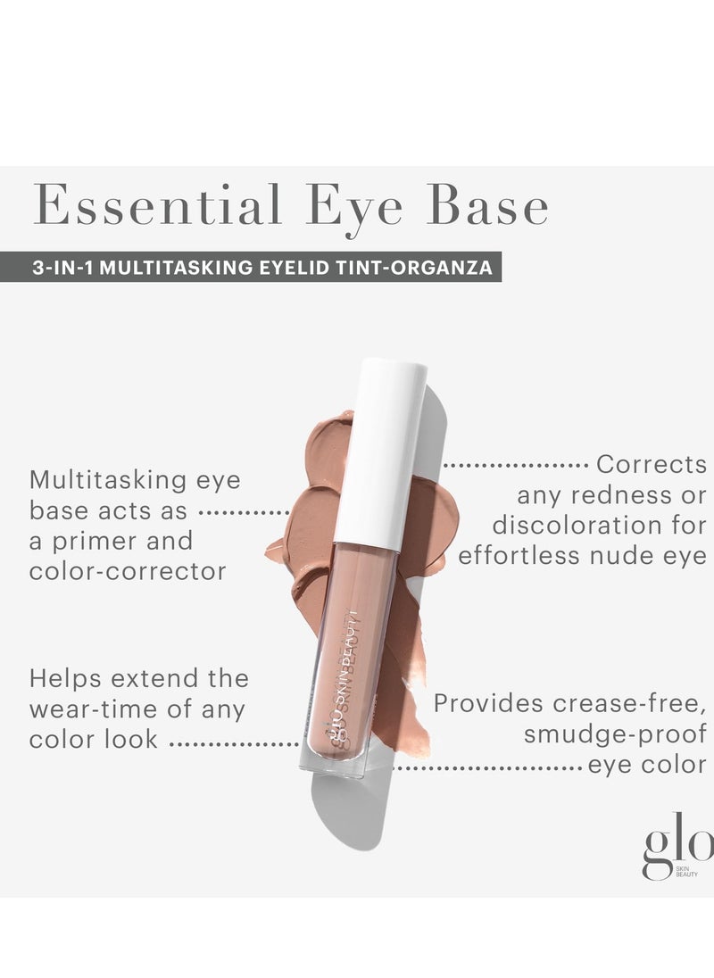 Glo Skin Beauty Essential Eye Base - 3-in-1 Multitasking Eyelid Tint, Primer & Color Corrector - Vegan Shades (Organza)