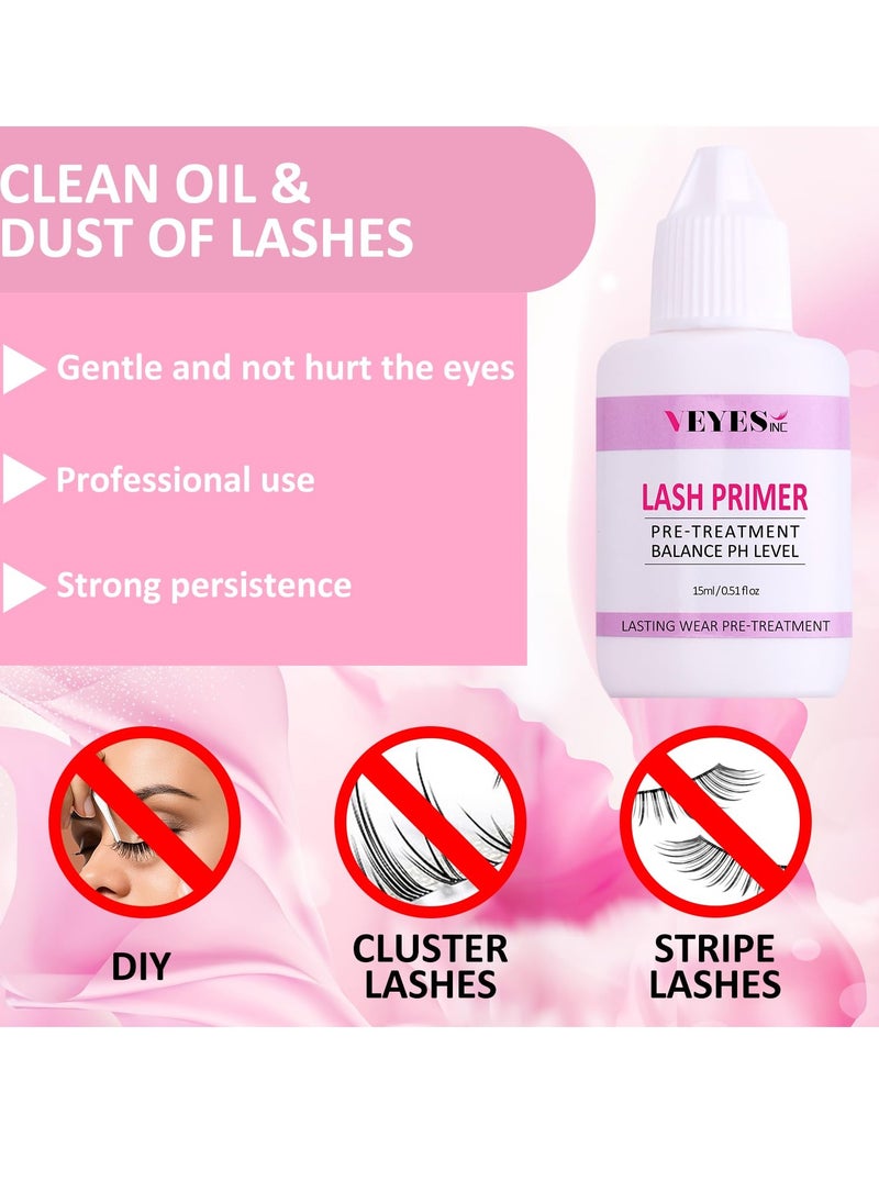 VEYES INC Lash Primer for Eyelash Extensions 15ml Professional Use Only Easy to Removes Proteins and Oils Increase Adhesive Bonding Power